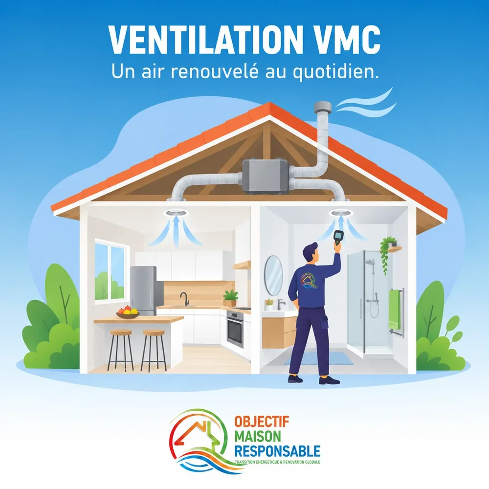 Illustration : réseau de ventilation mécanique dans une maison